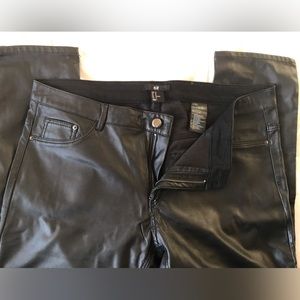 Black faux leather pants